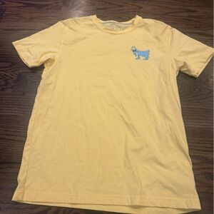 Casual Yellow Tee with Blue Dog Design